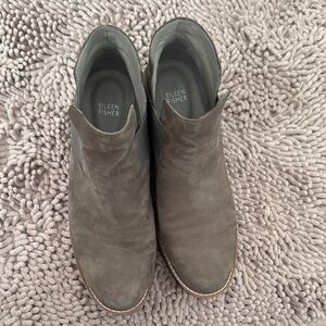 Eileen Fisher Lark Taupe Suede Ankle Boots